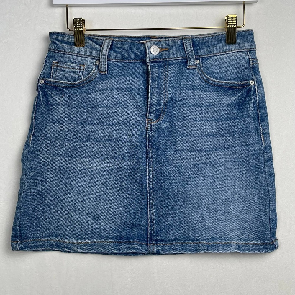 RSQ Collective Stretch Denim Medium Washed Mini Jean Skirt, Size 7 - Picture 1 of 7